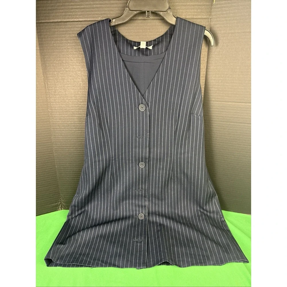 Steve Madden Womens Pinstripe Suiting Mini Dress Navy Blue Size S Sleeveless